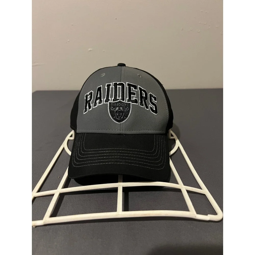 NFL Team Apparel Las Vegas Raiders Hat Black Gray Adjustable Baseball Cap‎ OSFM